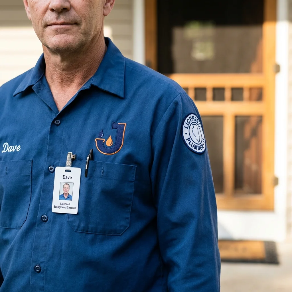 Licensed plumber showing ID badge in Graysville, AL